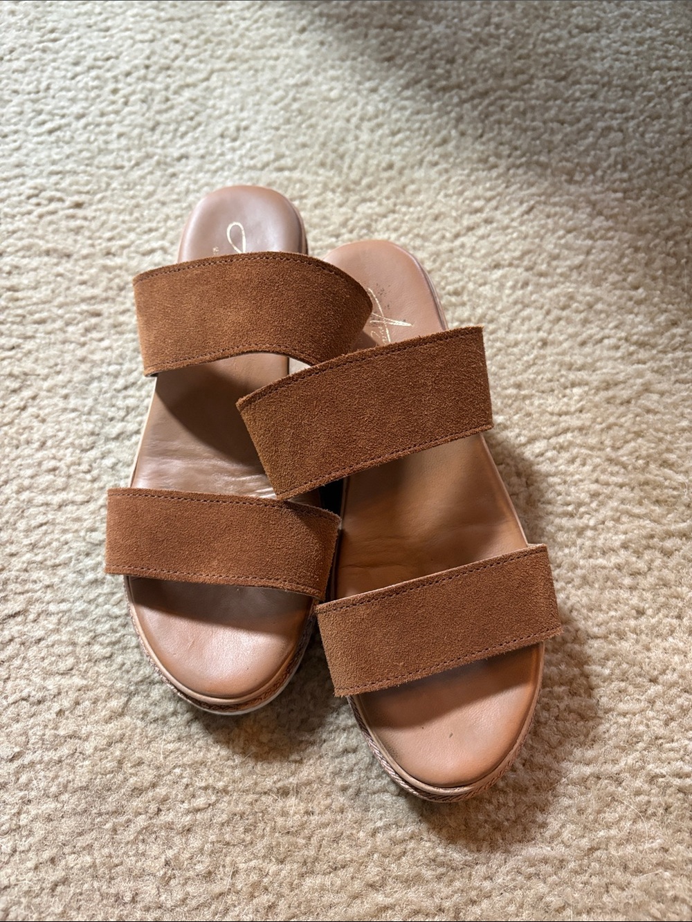 Suede Slide Sandals - Brown